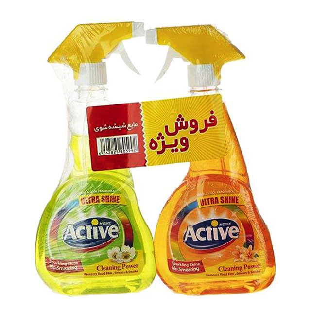 پک اسپری شیشه پاک کن اکتیو 500 میلی لیتری بسته 2 عددی