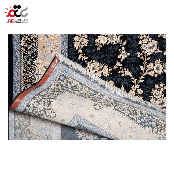 فرش ماشینی مدل نازآفرین طلاکوب سرمه ای