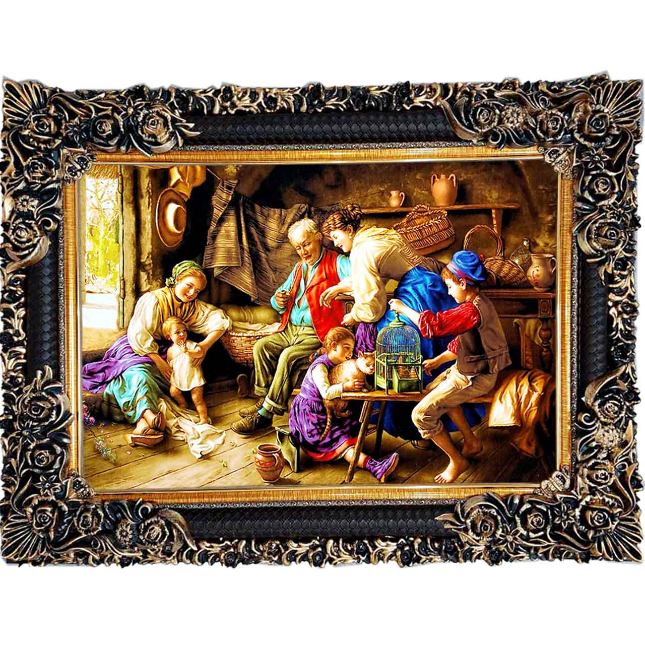 تابلو فرش چاپی طرح پدربزرگ کد 11004 سایز 100×70 سانتی متری