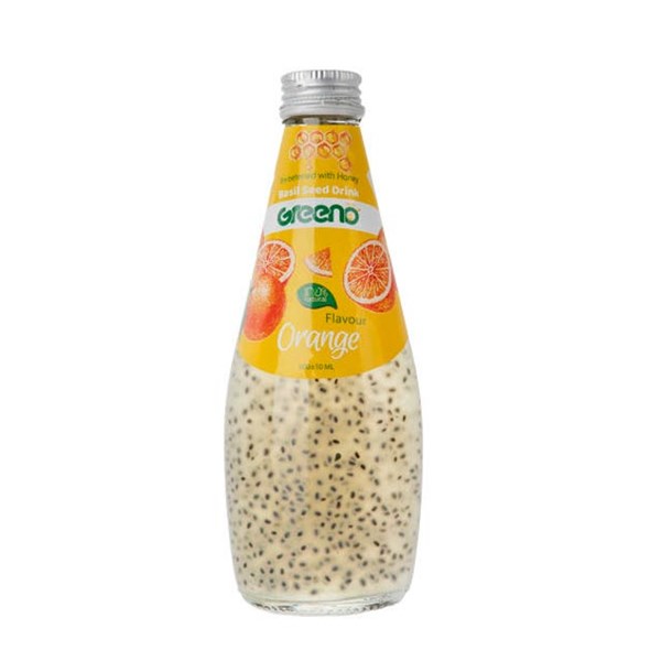 نوشیدنی بذر ریحان گرینو با طعم پرتقال 300 میلی لیتری