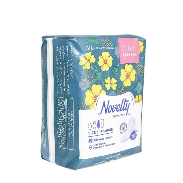 نوار بهداشتی مشبک با احساس پنبه ای بسیار نازک مخصوص شب ناولتی سایز 3 بسته 8 عددی