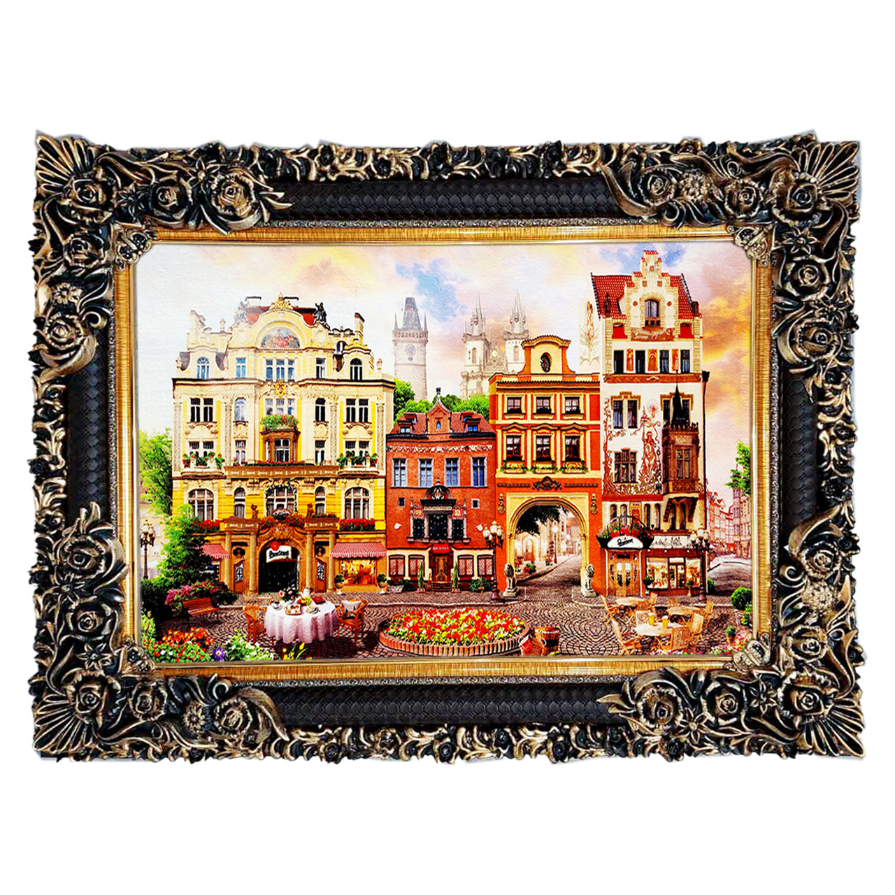 تابلو فرش چاپی طرح شهر کد 10071 سایز 70×50 سانتی متری