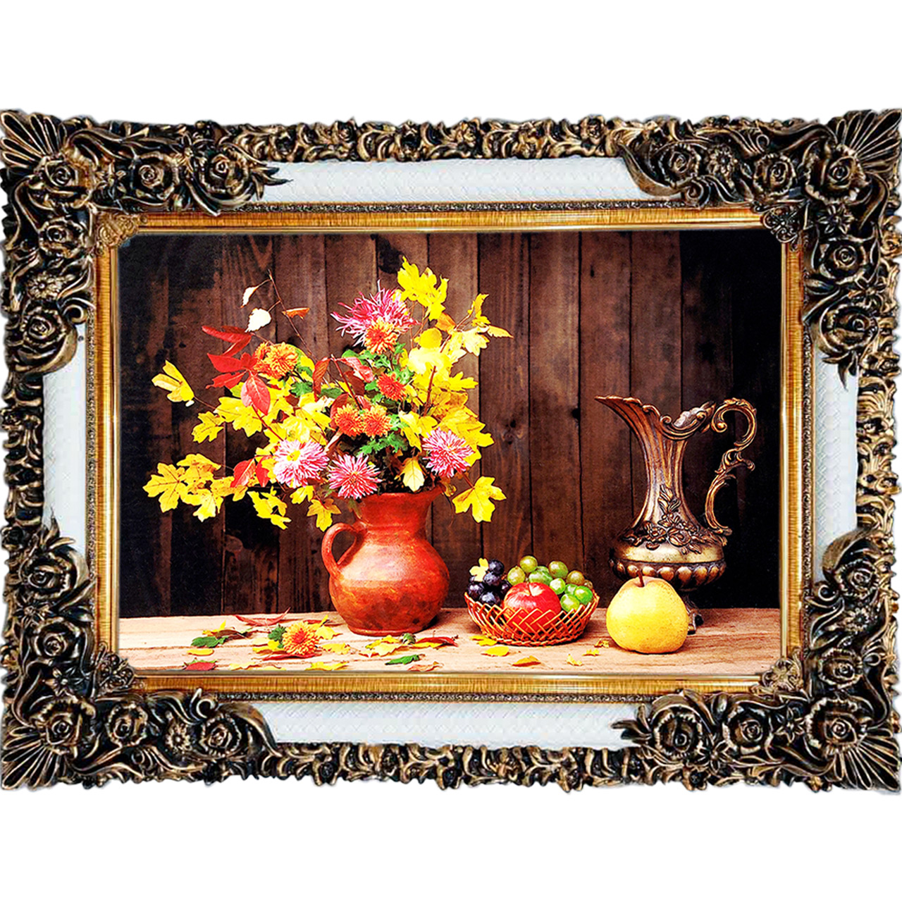 تابلو فرش چاپی طرح گل و میوه کد 12021 سایز 100×70 سانتی متری