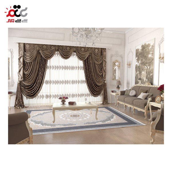 فرش ماشینی طرح بژ حاشیه سیلور کد 1435
