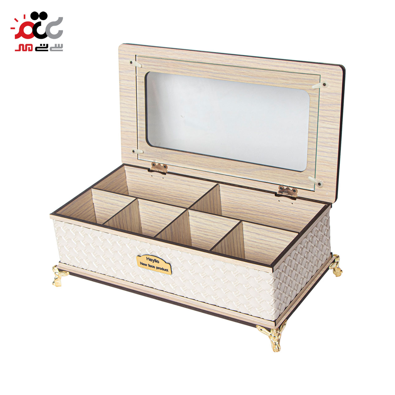 باکس چای چوبی هایلو مدل درب شیشه ای