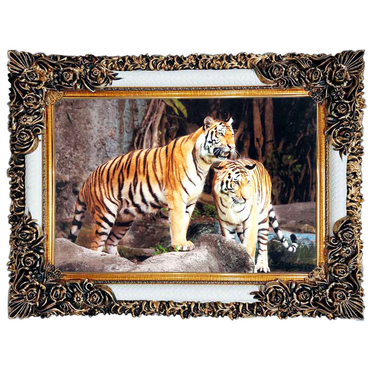 تابلو فرش چاپی طرح ببر کد 14069 سایز 100×50 سانتی متری