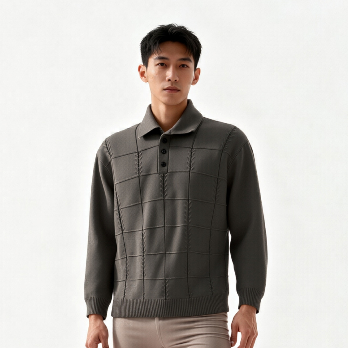 بلوز بافت یقه دار مردانه