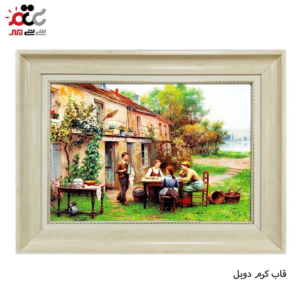 تابلو فرش طرح منظره دورهمی خانواده درمزرعه کد 10118 سایز 60×40 سانتی متری