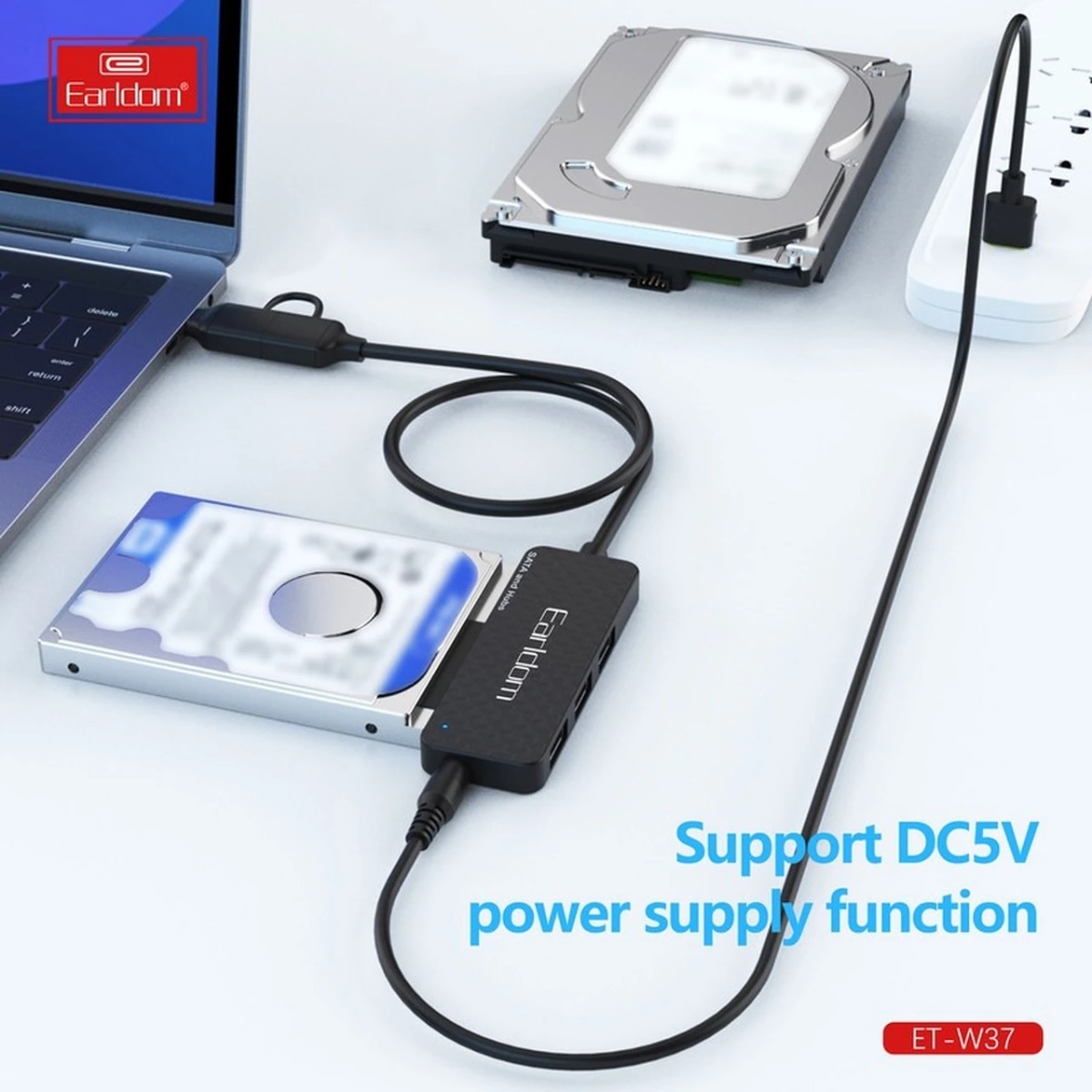 تبدیل هارد Earldom USB 3.0 & Type-C To Sata مدل ET-W37 - مشکی