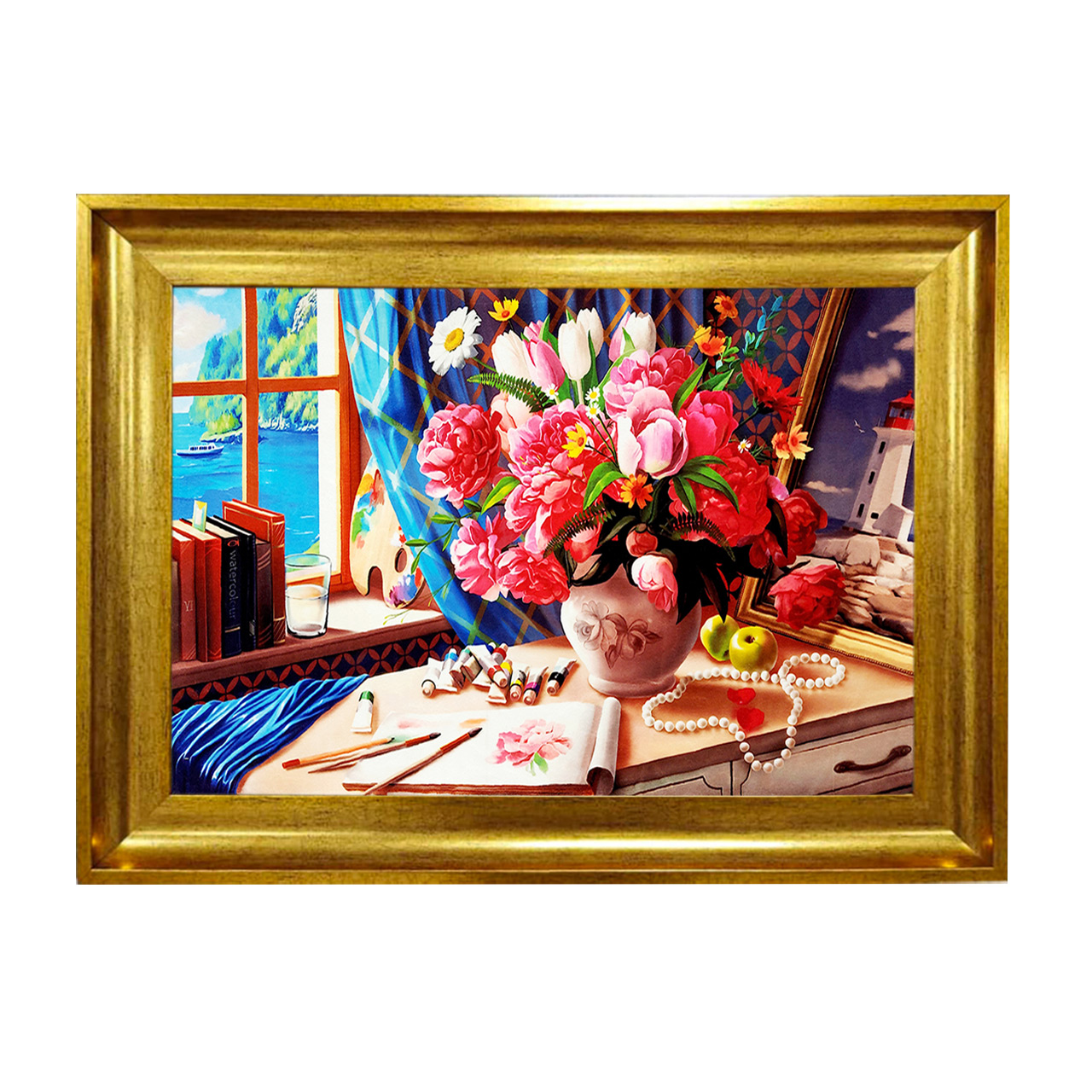 تابلو فرش چاپی طرح گل کد 12003 سایز 50×50 سانتی متری