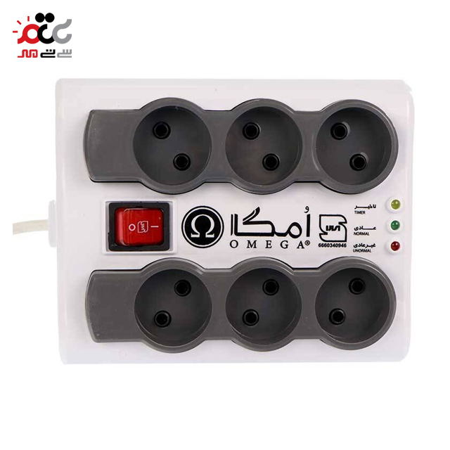 محافظ برق صوتی و تصویری امگا مدل P6000 با کابل ۳ متر