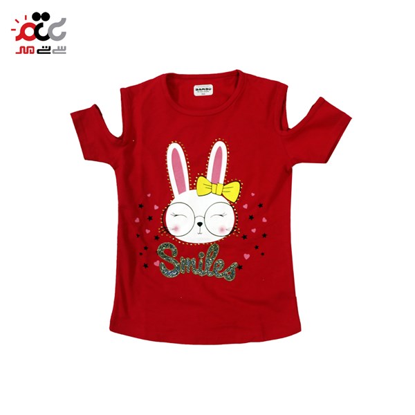 ست تیشرت و شلوار بچگانه سرخابی بامبو  طرح Smile سایز 50