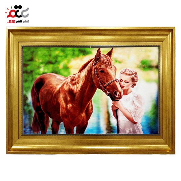 تابلو فرش چاپی طرح اسب کد 13303 سایز 100×50 سانتی متری