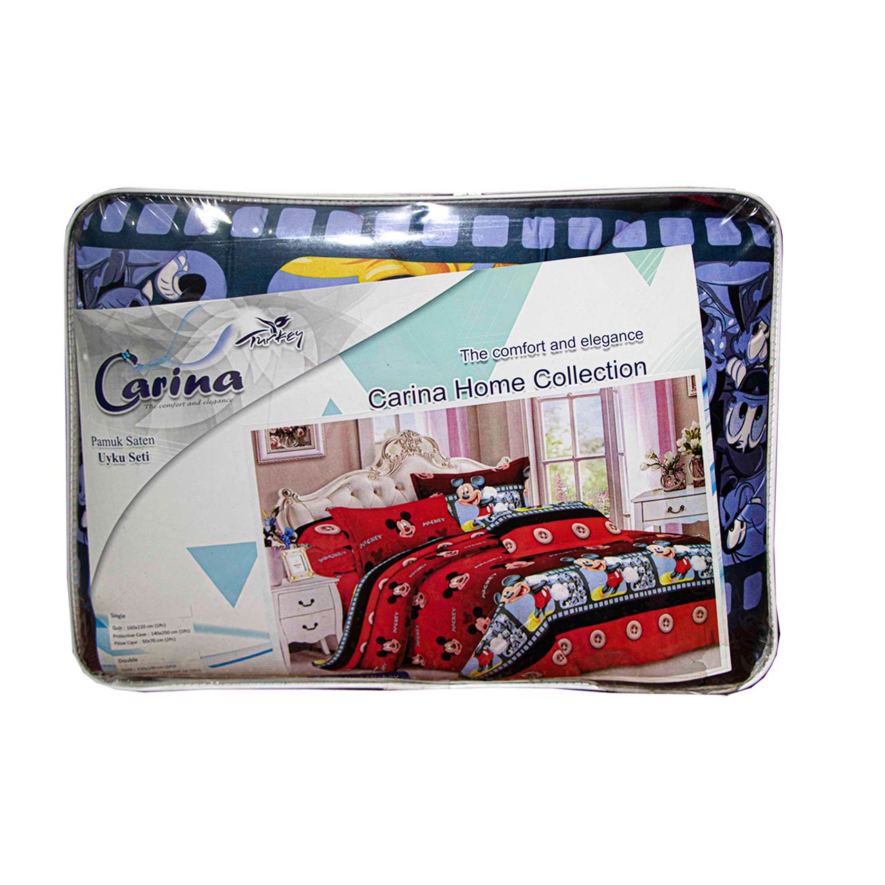 سرویس خواب و روتختی یک نفره کارینا طرح Red Mickey مدل 4 تکه