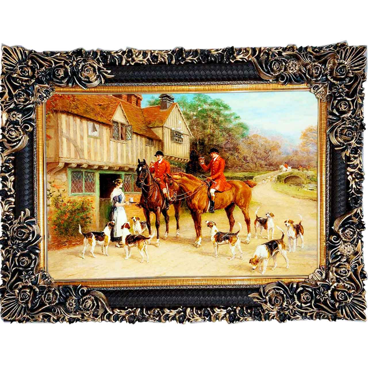 تابلو فرش چاپی طرح شکار کد 11080 سایز 100×70 سانتی متری