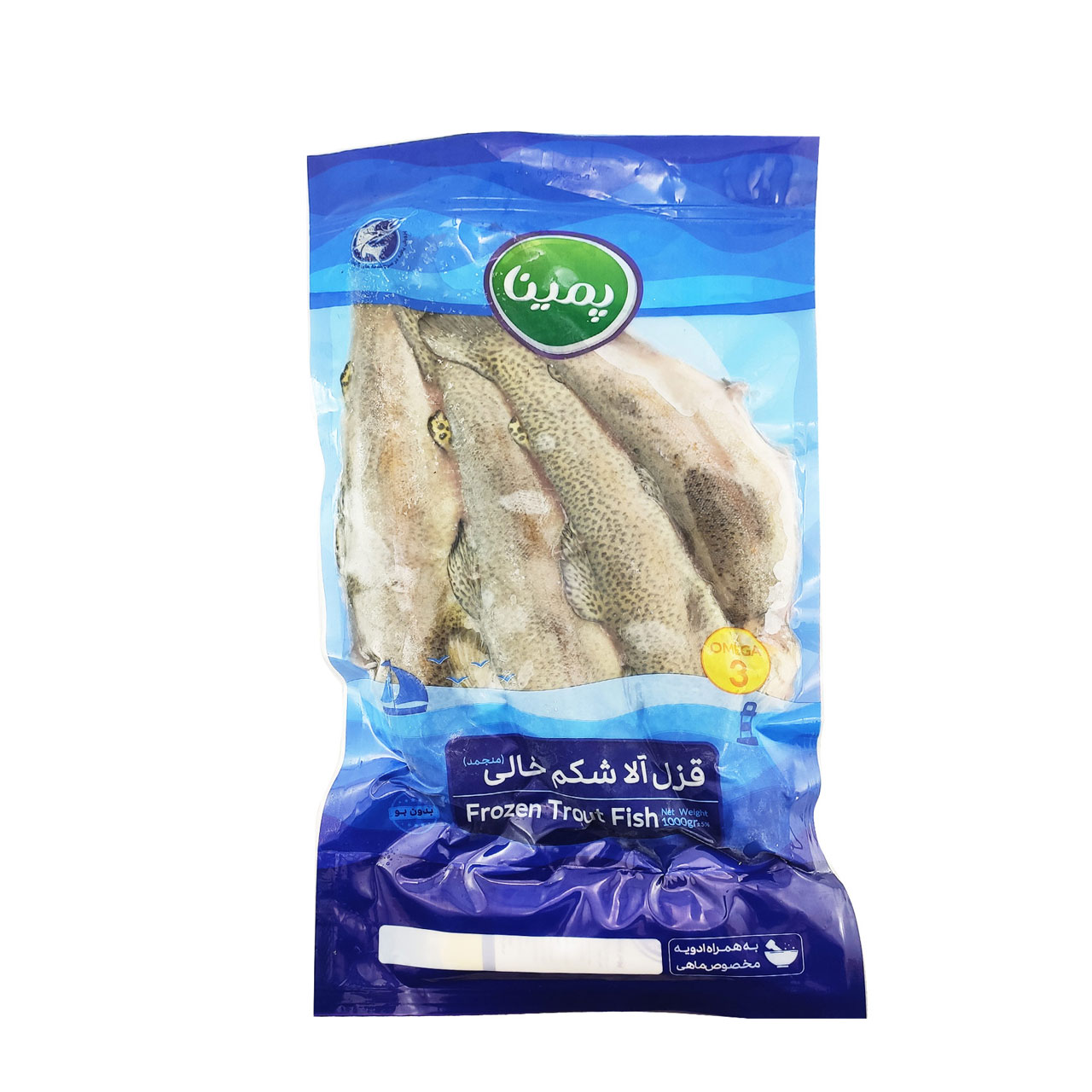 ماهی قزل آلا شکم خالی پمینا 1000 گرمی