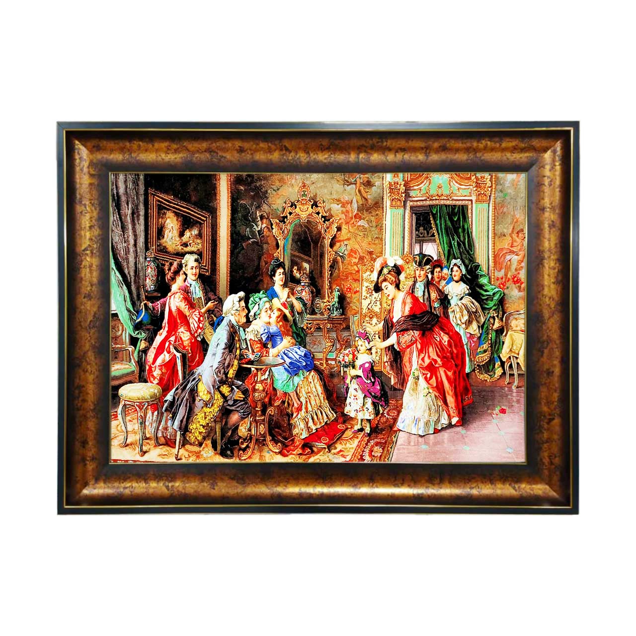 تابلو فرش چاپی طرح ضیافت کد 11001 سایز 50×35 سانتی متری