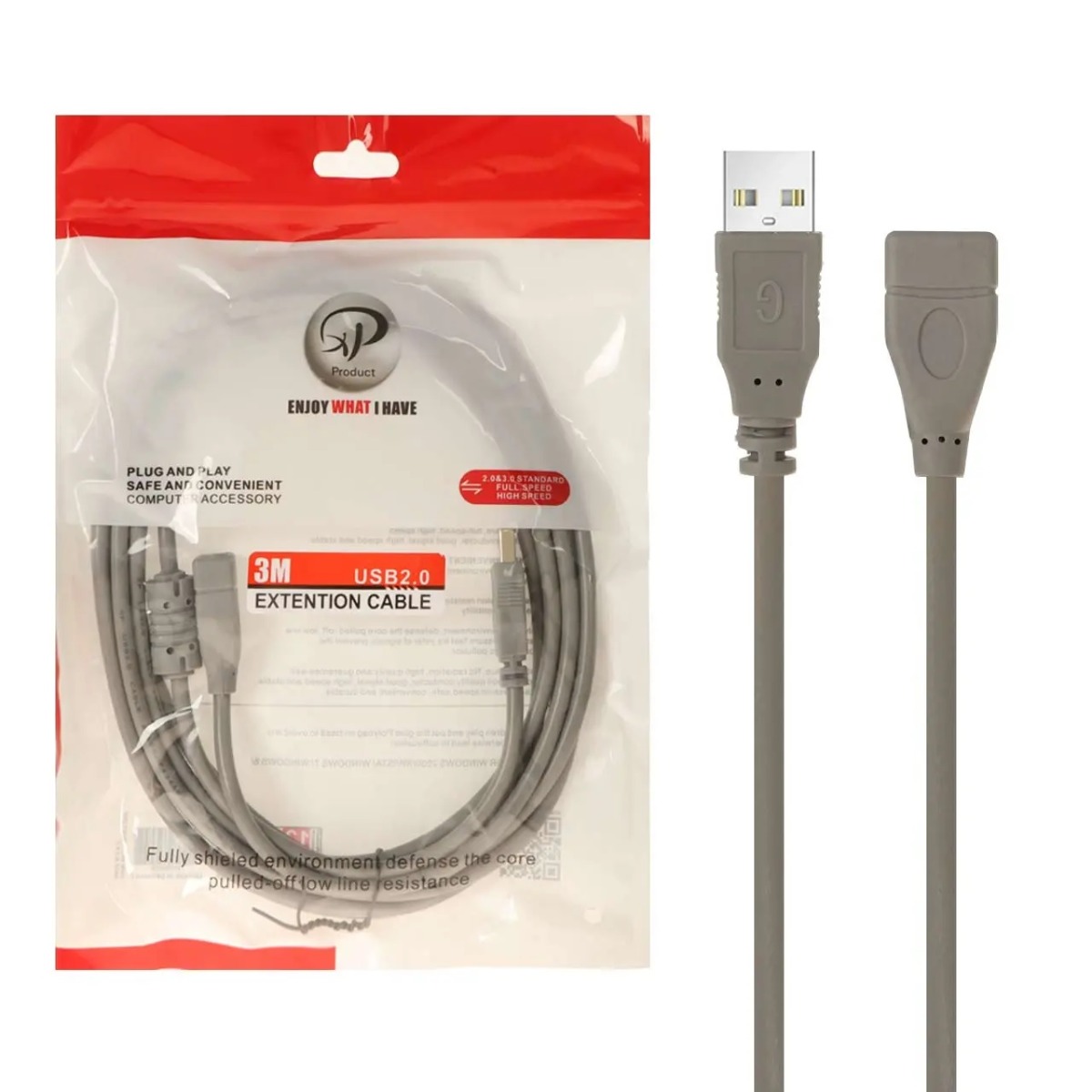کابل افزایش طول 3 متری - XP Product USB 2.0 - طوسی - RYL