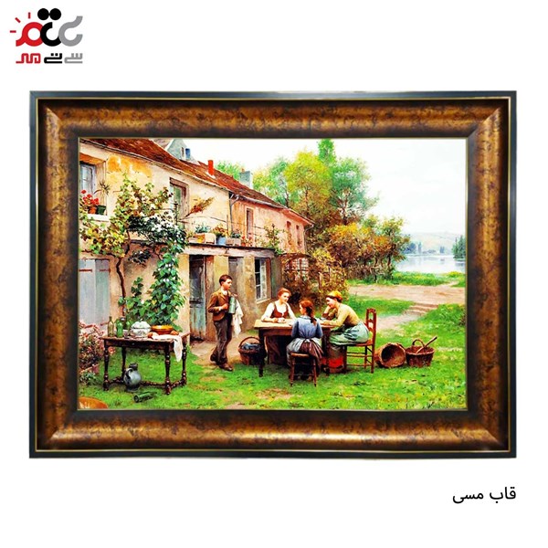تابلو فرش طرح منظره دورهمی خانواده درمزرعه کد 10118 سایز 60×40 سانتی متری