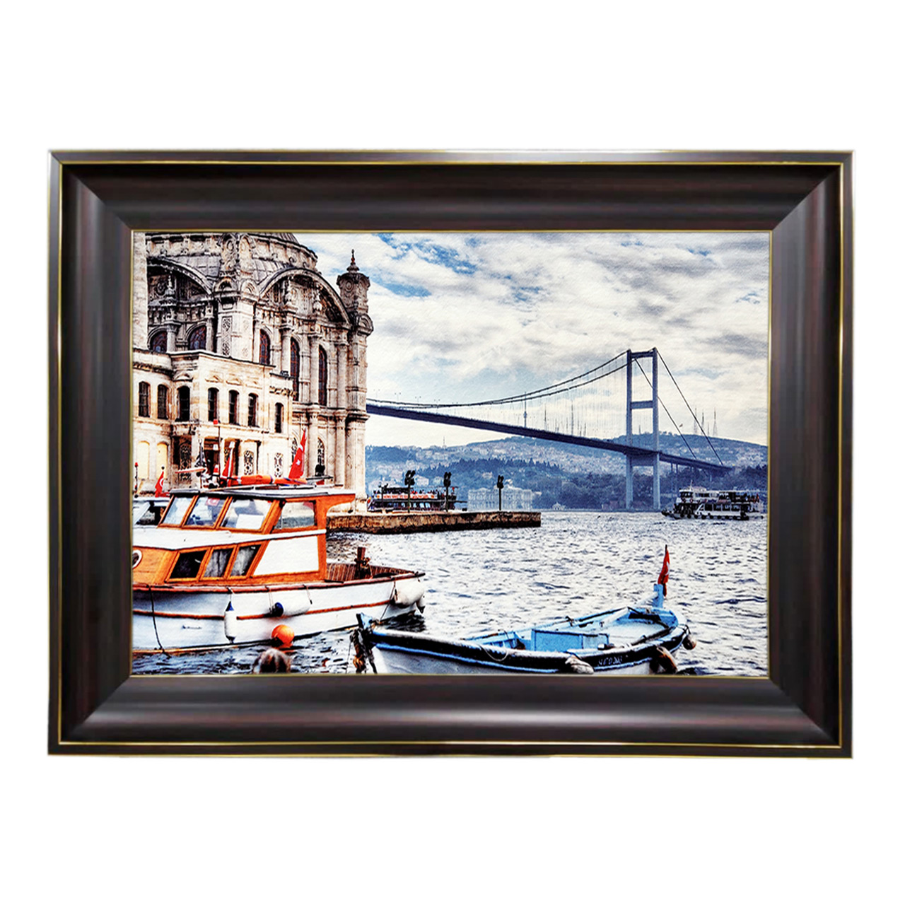 تابلو فرش چاپی طرح کشتی کد 10074 سایز 60×40 سانتی متری