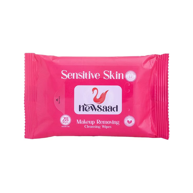 دستمال آرایش پاک کن نیوساد مدل sensetiv بسته 28 عددی