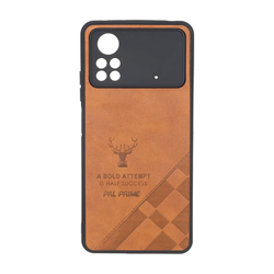 قاب طرح چرم گوزنی Pal Prime مدل Xiaomi Poco X4 Pro - عسلی