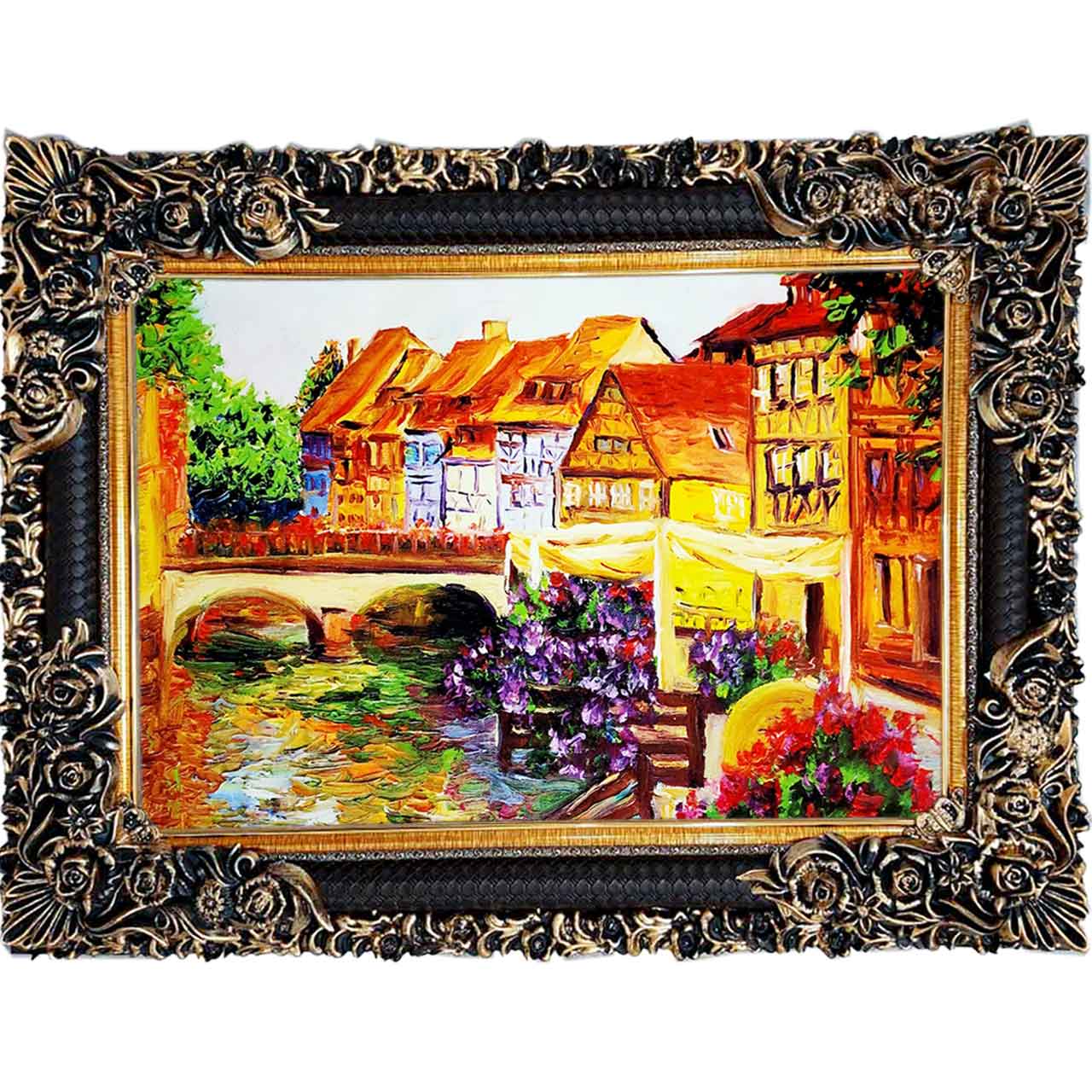 تابلو فرش چاپی طرح رودخانه کد 10208 سایز 100×70 سانتی متری