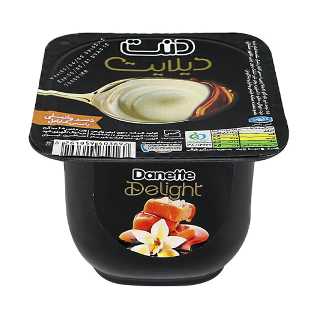 دسر دولایه وانیلی با سس کارامل دنت 100 گرمی
