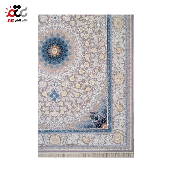 فرش ماشینی طرح آلما نقره ای حاشیه نقره ای