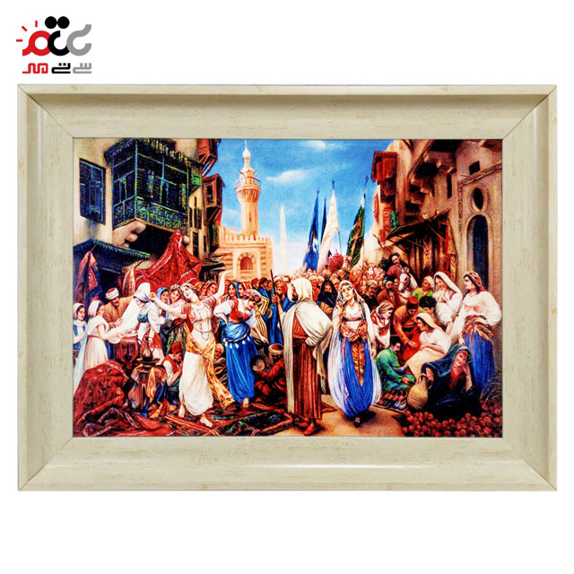 تابلو فرش چاپی طرح روستا کد 13319 سایز 50×35 سانتی متری