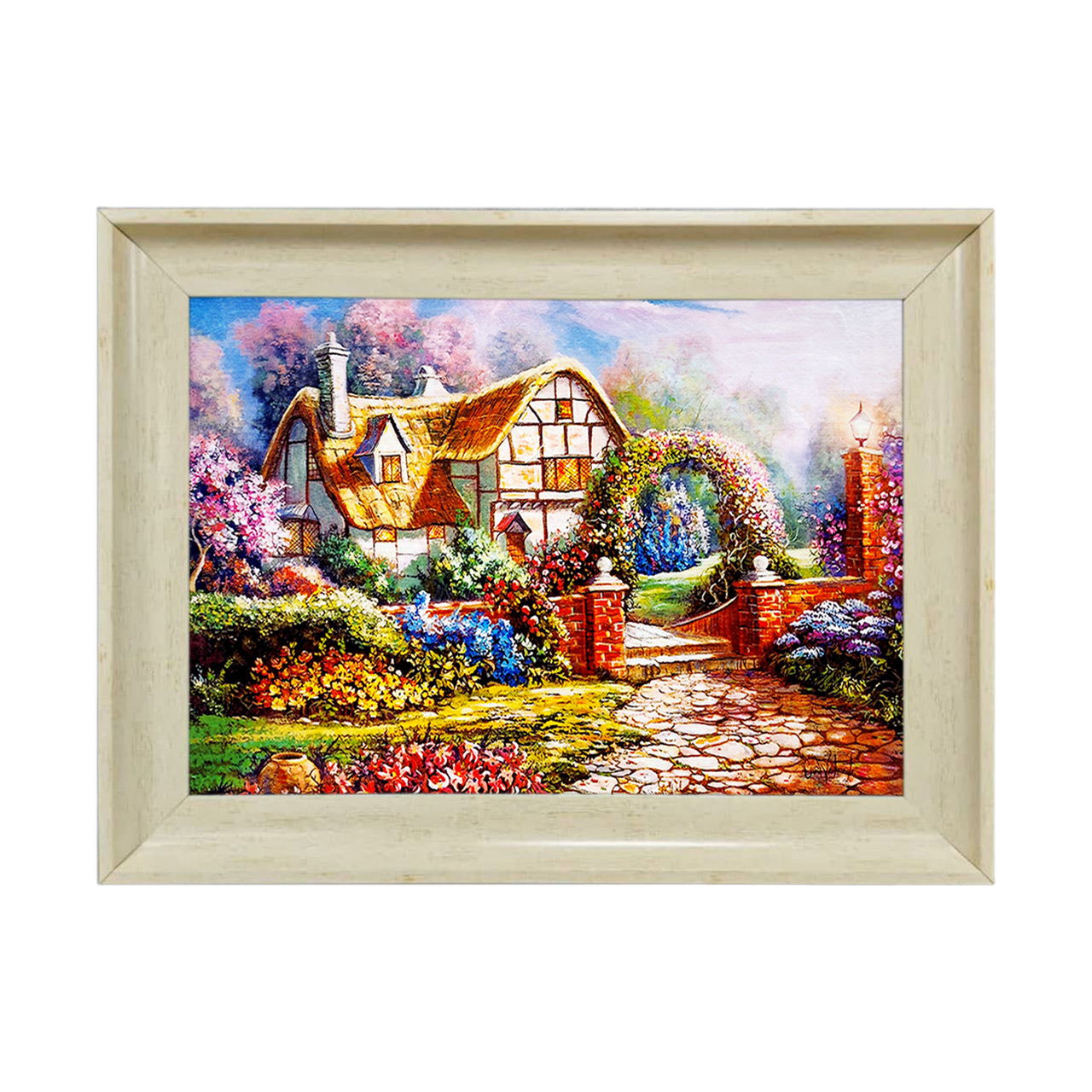 تابلو فرش چاپی طرح کلبه کد 10120 سایز 50×35 سانتی متری