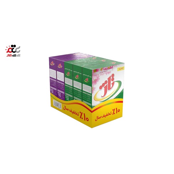 پودر ماشین لباسشویی رنگین شوی تاژ با رایحه شکوفه بهاری بسته 5 عددی
