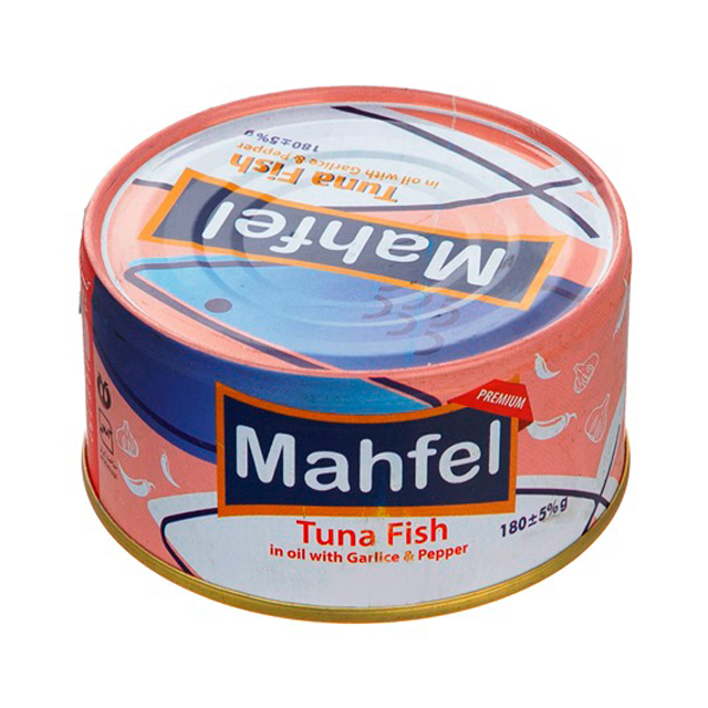 تن ماهی در روغن با سیر و فلفل محفل 180 گرمی