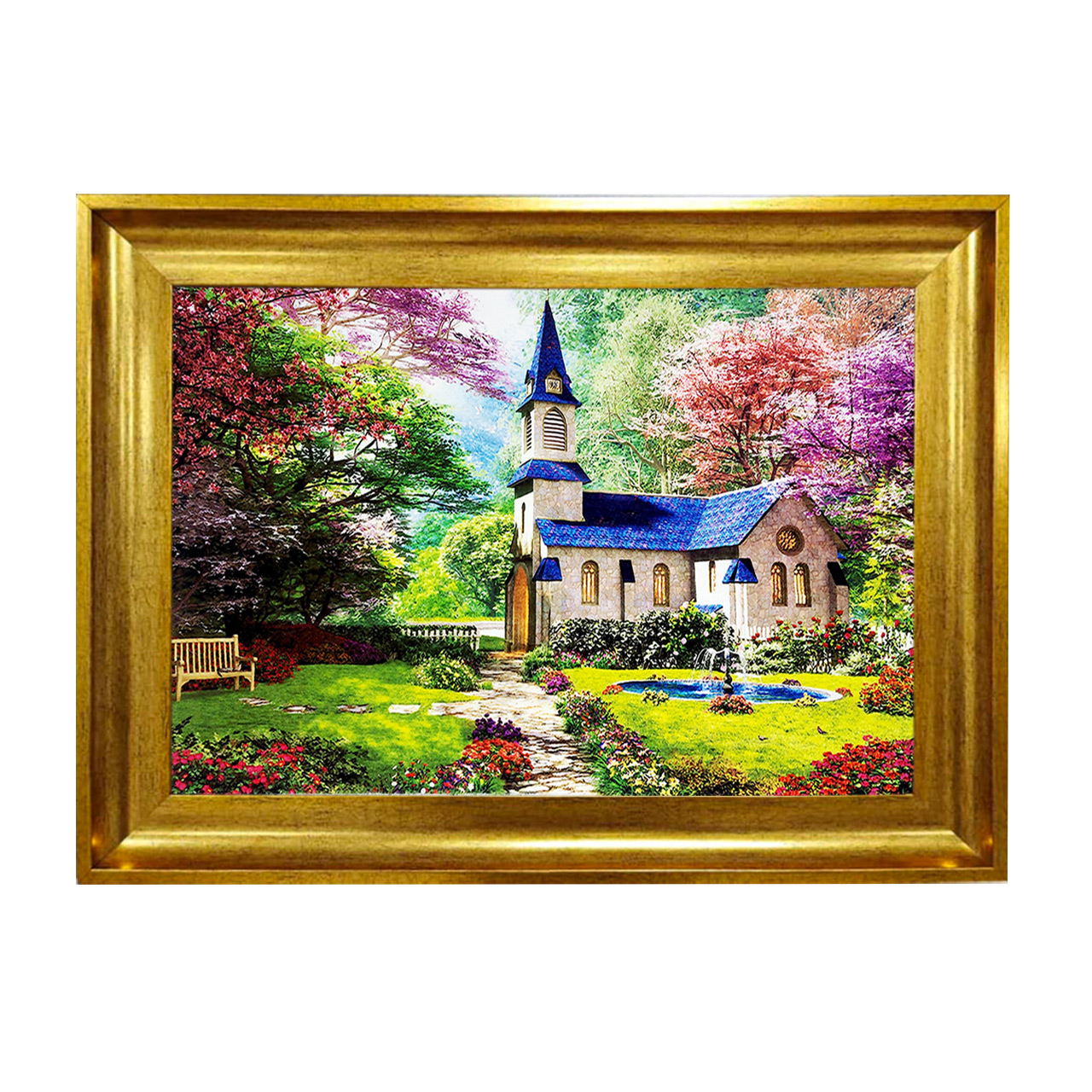 تابلو فرش چاپی طرح کلبه کد 10020 سایز 50×50 سانتی متری