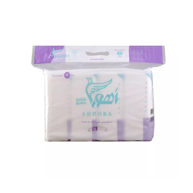 بهترین دستمال کاغذی دو لایه مدل اقتصادی اهورا 250 برگی بسته 4 عددی