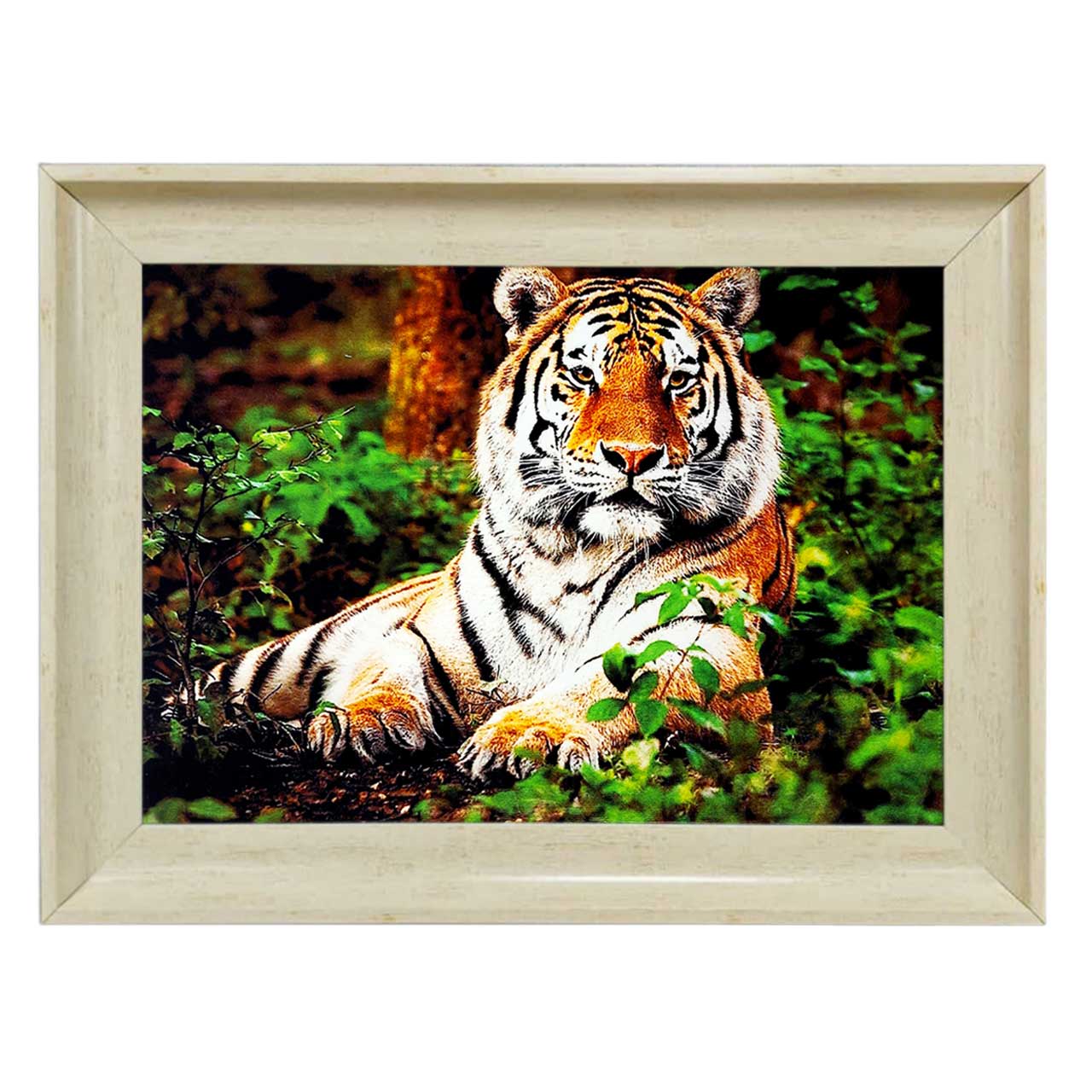 تابلو فرش چاپی طرح ببر کد 14032 سایز 70×50 سانتی متری