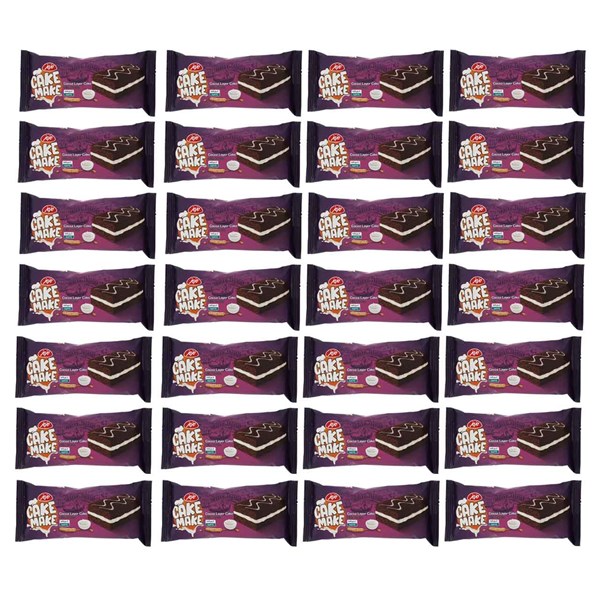 کیک لایه ای کاکائویی با کرم خامه مزمز 40 گرمی بسته 24 عددی