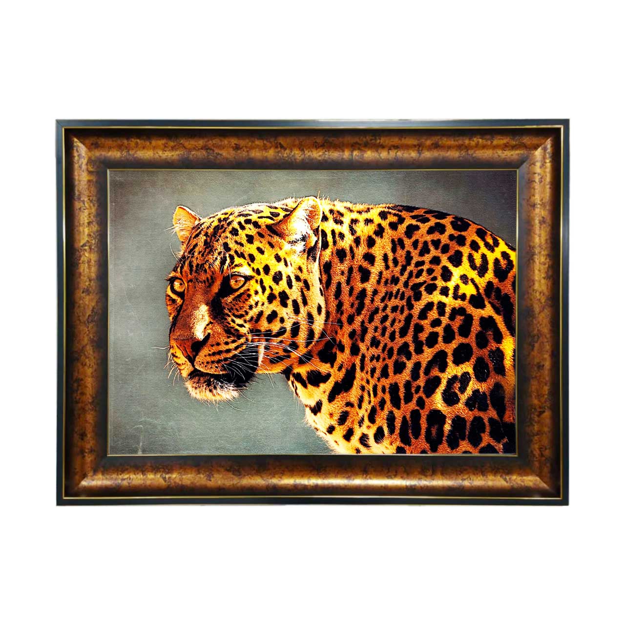 تابلو فرش چاپی طرح پلنگ کد 14067 سایز 50×35 سانتی متری