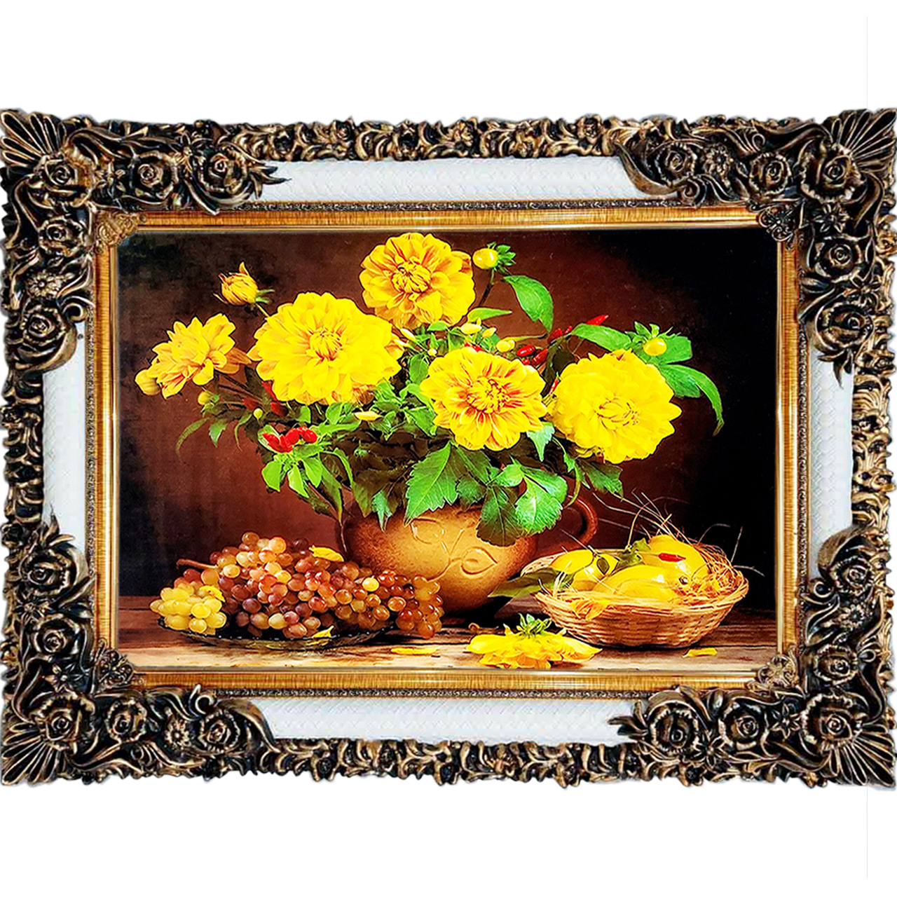 تابلو فرش چاپی طرح گل کد 12026 سایز 100×70 سانتی متری