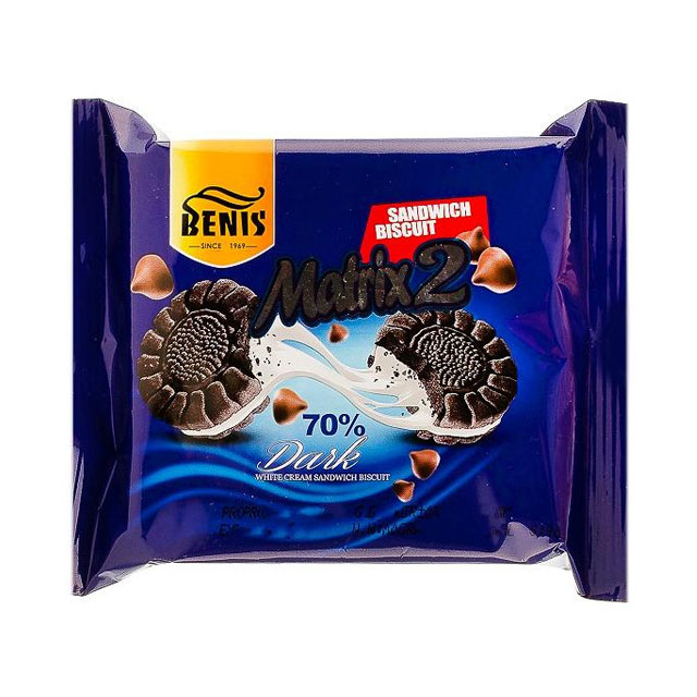 بیسکویت کاکائویی با کرم وانیل بنیس 85 گرمی