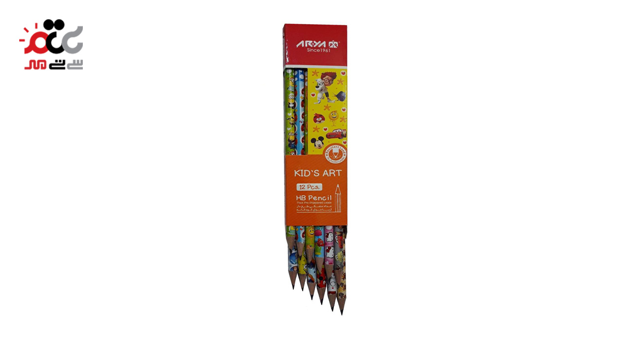 مداد مشکی آریا مدل KID'S ART بسته 12 عددی