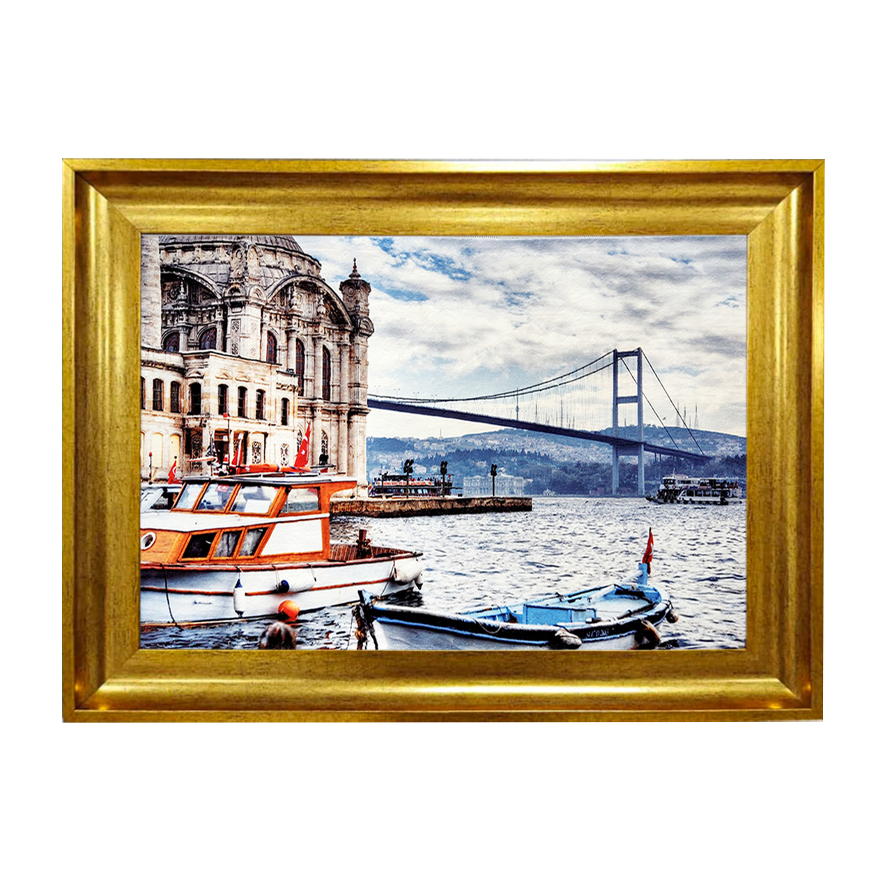 تابلو فرش چاپی طرح کشتی کد 10074 سایز 50×50 سانتی متری