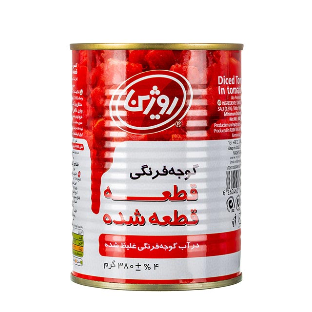 کنسرو گوجه فرنگی قطعه قطعه شده روژین 380 گرمی