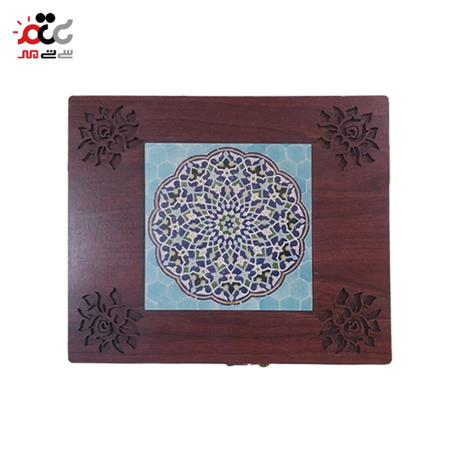 باکس چای چوبی 5 خانه طرح کاشی