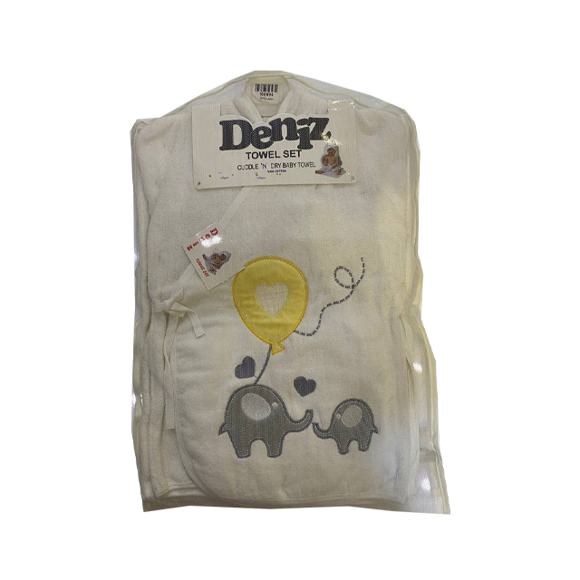 ست حوله نوزادی دنیز طرح فیل و بادکنک بسته 5 عددی