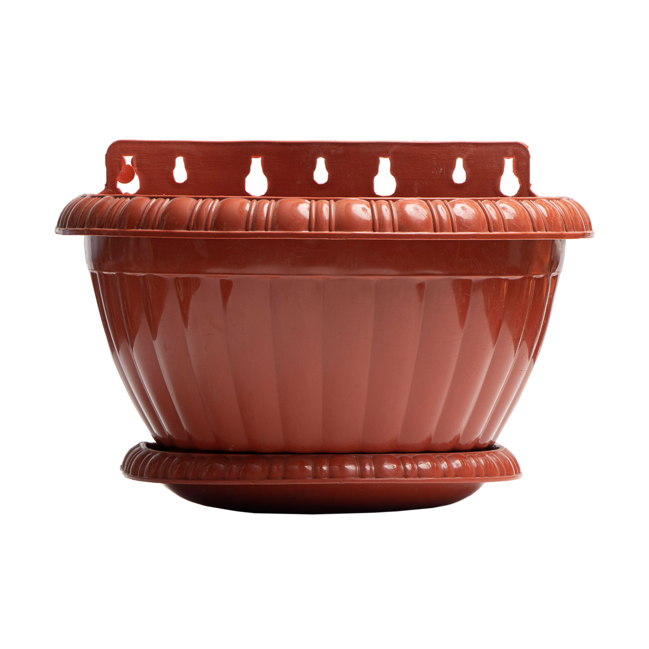 ست گلدان و زیر گلدان پلاستیکی مدل آویز نرده ای کد 1200