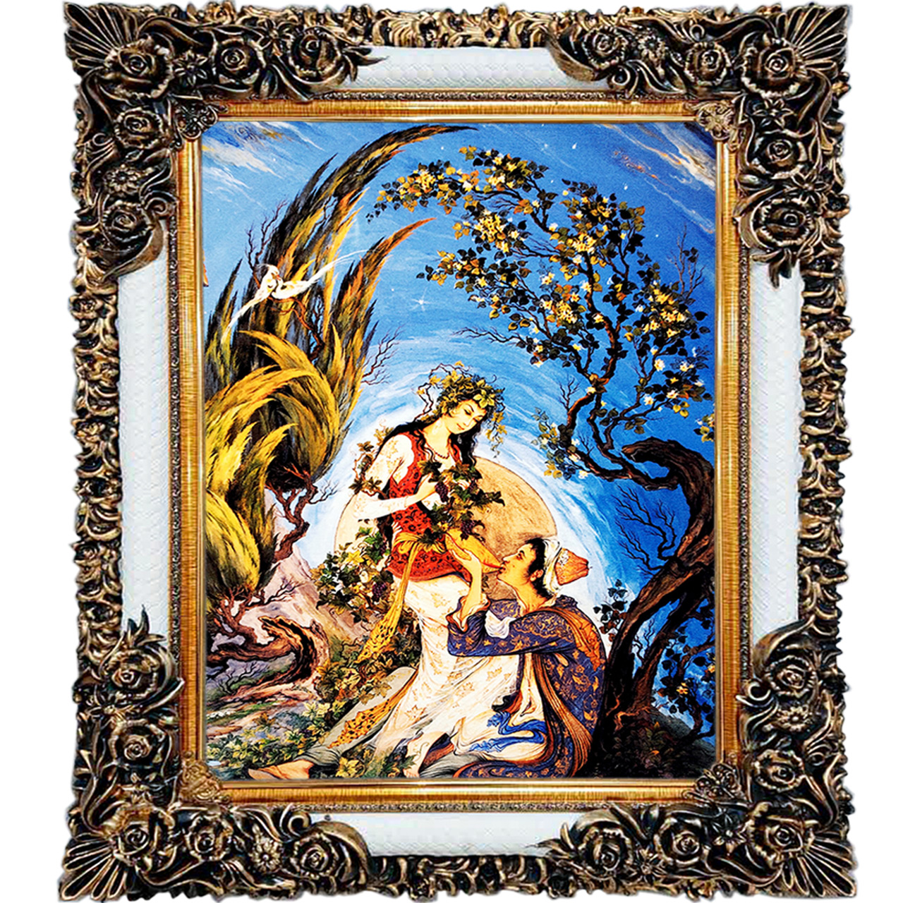 تابلو فرش چاپی طرح مینیاتوری کد 16012 سایز 70×100 سانتی متری