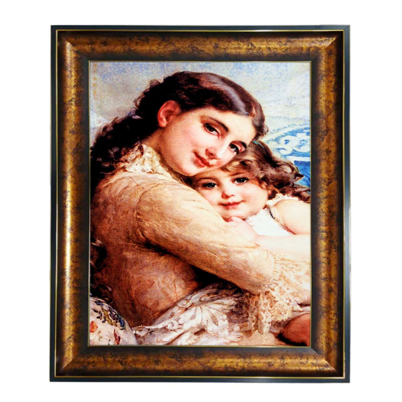 تابلو فرش چاپی طرح مادر و دختر کد 13042 سایز 100×50 سانتی متری