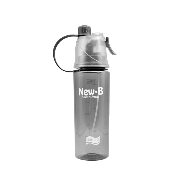 قمقمه ورزشی شفاف نیو بی طرح نی دار مدل Button حجم 600 میلی لیتری