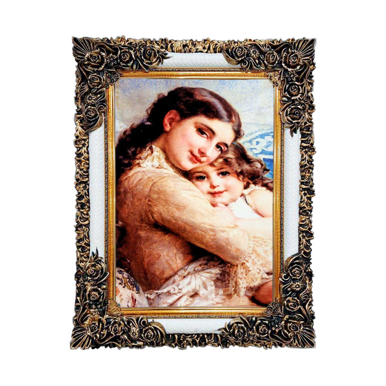 تابلو فرش چاپی طرح مادر و دختر کد 13042 سایز 50×50 سانتی متری